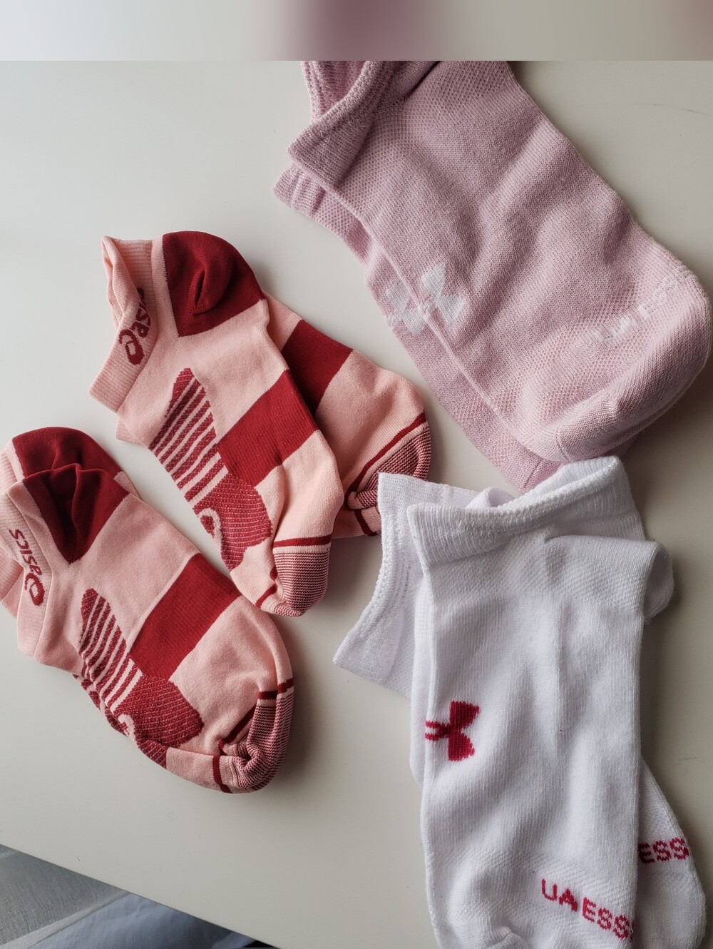 New Assorted Athletic No-Show Socks - Pink, Red, White